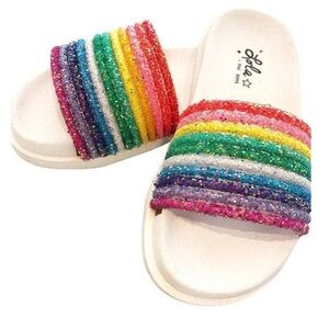 Lola + The Boys Rainbow Glitter Slides